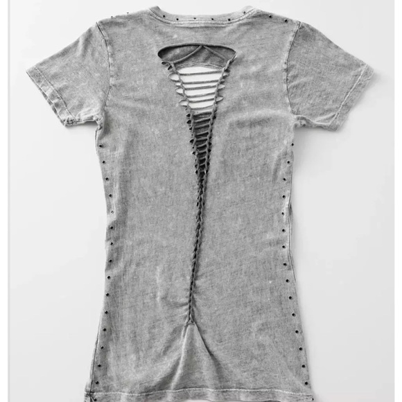 Affliction Women's T-Shirt Iconic Steel Biker Tattoo Gray - Picture 3 of 5